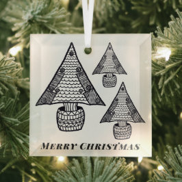 Schwarz-Weiß-Weihnachtsbaum Zeichnend Ornament Aus Glas