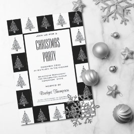 Schwarz-Weiß Weihnachtsbaumen Weihnachtsfest Party Einladung