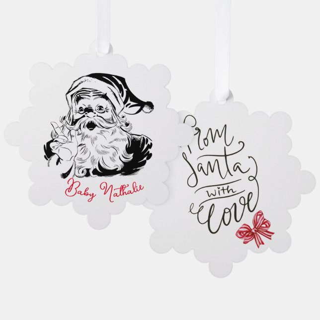 Schwarz-Weiß-Weihnachtsbilder Ornament Karte (Vorderseite/Rückseite)