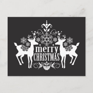 Schwarz-Weiß-Weihnachtsdesign Feiertagspostkarte