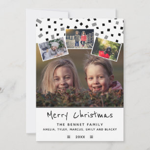 Schwarz-Weiß-Weihnachtsfamilie 4 FotoCollage Feiertagskarte