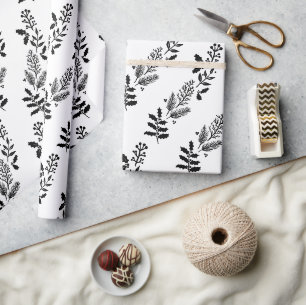 Schwarz-Weiß Weihnachtsgrün-Packpapier Geschenkpapier