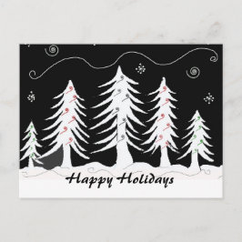 Schwarz-Weiß-Weihnachtslandschaft Feiertagspostkarte