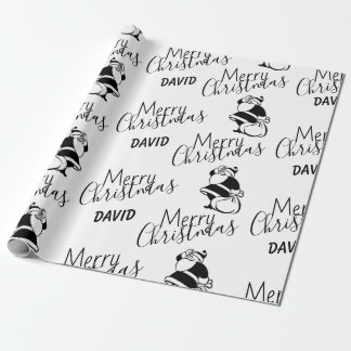 Schwarz & Weiß Weihnachtsmann Weihnachten Geschenkpapier