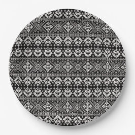 Schwarz-Weiß Weihnachtsmesse Isle Pattern Pappteller