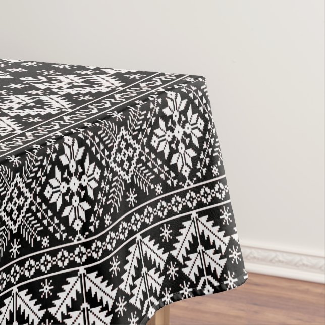 Schwarz-Weiß Weihnachtsmesse Isle Pattern Tischdecke (Beispiel)