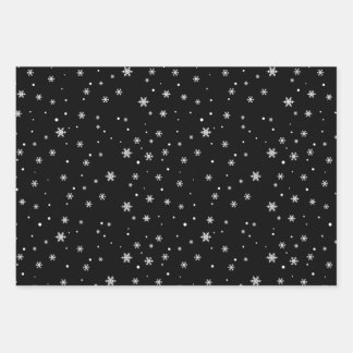 Schwarz-Weiß-Weihnachtsschneeflocken Geschenkpapier Set