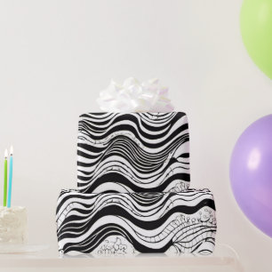 Schwarz-Weiß-Weiß-Abstrakt Geschenkpapier