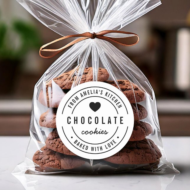 Schwarz-Weiß-Weiß-Herz gebacken mit Liebe Runder Aufkleber (Von Creator hochgeladen)