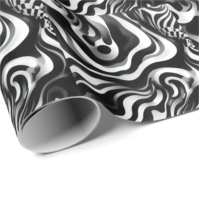 Schwarz-Weiß-Weiß-Op-Art, Geschenkpapier (Rolleneckpunkt)