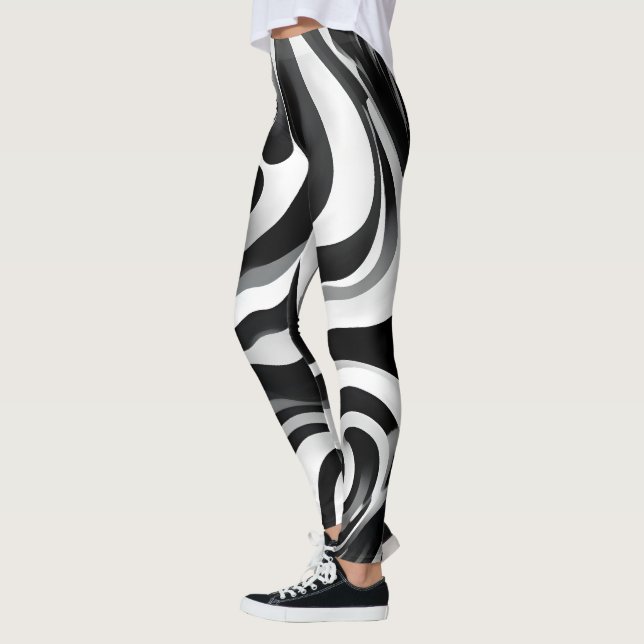 Schwarz-Weiß-Weiß-Op-Art, Leggings (Links)