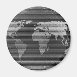 Schwarz-Weiß-Weltkarte Magnet