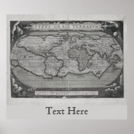 Schwarz-Weiß-Weltkarte Typus Orbis Terrarum Poster