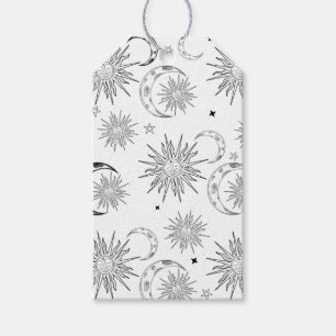 Schwarz & Weiß Whimsical Sun Celestial Geburtstag Geschenkanhänger