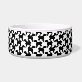 Schwarz-weiß wiederholte Silhouette Dog Bowl Napf