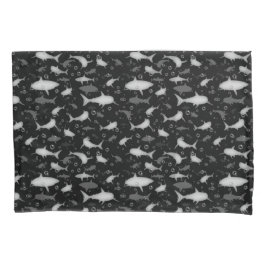 Schwarz-Weiß-Wiederholungsmotiv | Shark Pattern Kissenbezug