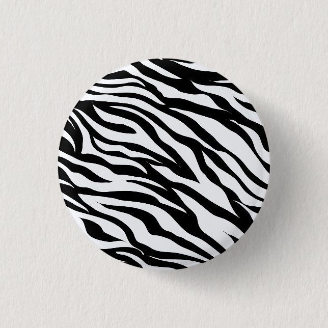 Schwarz-Weiß-Wild-Zebra-Safari-Tierausdruck Button (Vorderseite)