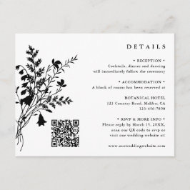 Schwarz-Weiß-Wildblume Bouquet Hochzeitsdetails Begleitkarte
