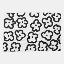 Schwarz-Weiß-Wildblume Modernes Design Geschirrtuch