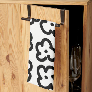 Schwarz-Weiß-Wildblume Modernes Design Geschirrtuch