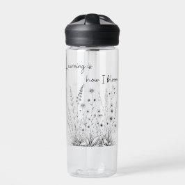Schwarz-Weiß-Wildblume Wasserflasche lernen Trinkflasche