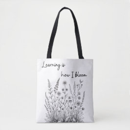 Schwarz-Weiß-Wildblumen blühen Tasche