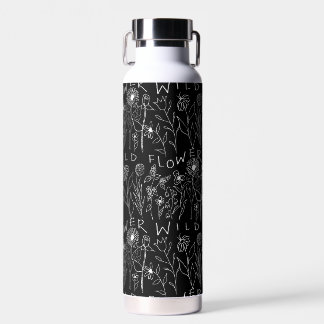 Schwarz-Weiß-Wildblumen mit Hand Gezeichnet Trinkflasche