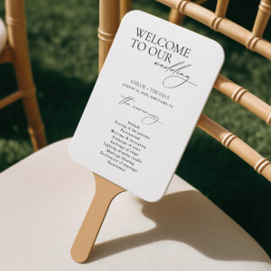 Schwarz & Weiß Willkommen Hochzeitsprogramm Handfä Fächer