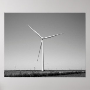 Schwarz-Weiß-Windkraftanlage in Oklahoma 16x20 Poster