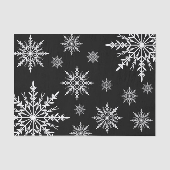 Schwarz-Weiß-Winter-Schneeflocken Seidenpapier (Vorderseite)