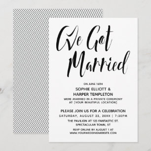 Schwarz & Weiß Wir haben geheiratet Typografie Par Einladung