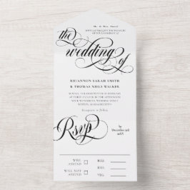 Schwarz-Weiß-Wirbel Hochzeit All In One Einladung