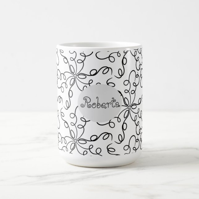 Schwarz-Weiß-Wirbel Kaffeetasse (Mittel)