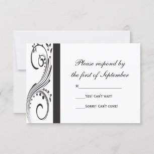 Schwarz-Weiß-Wirbel - RSVP-Antwortkarte für Hochze RSVP Karte