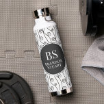Schwarz-Weiß-Wirbel Trinkflasche<br><div class="desc">Doodle-Wirbel in Schwarzweiß-Wiederholungsmuster. Elegant,  etwas verspielt,  aber nicht zu formell gestaltete Sportwasserflasche.</div>