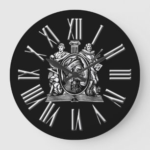 Schwarz-Weiß-Wissensuhr Große Wanduhr