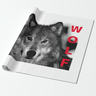 Schwarz-Weiß-Wolf-Augustift Geschenkpapier