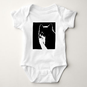Schwarz-Weiß-Wolf Baby Strampler