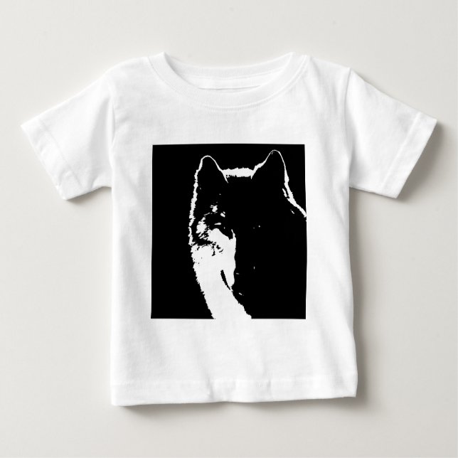 Schwarz-Weiß-Wolf Baby T-shirt (Vorderseite)