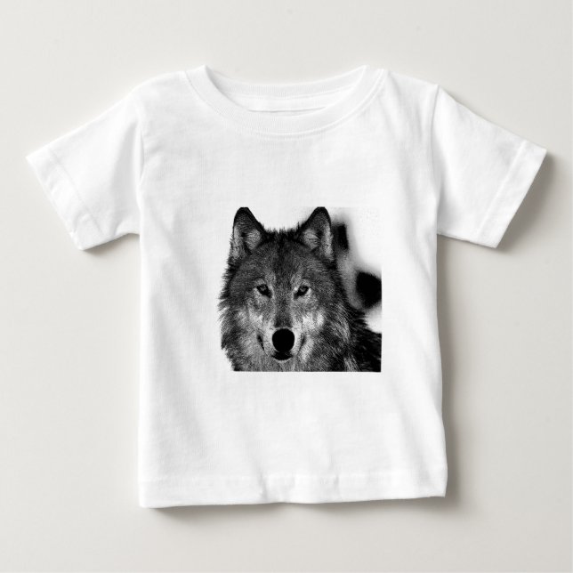 Schwarz-Weiß-Wolf Baby T-shirt (Vorderseite)