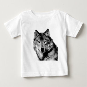Schwarz-Weiß-Wolf Baby T-shirt