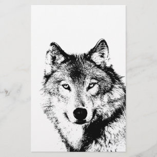 Schwarz-Weiß-Wolf Briefpapier
