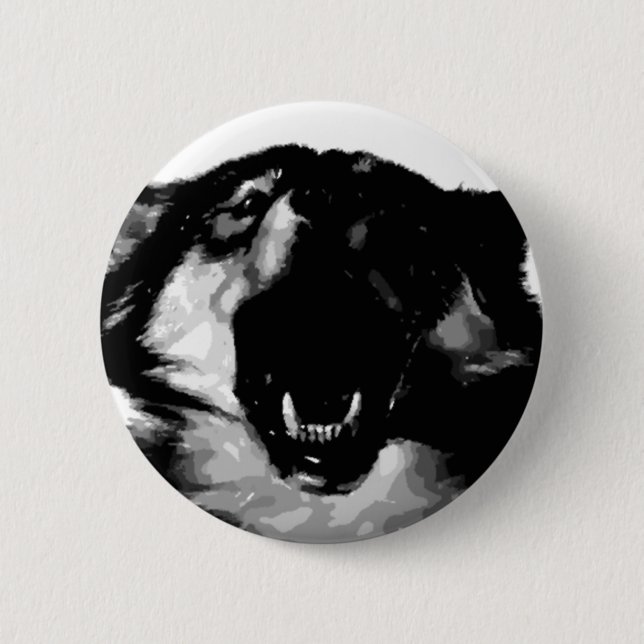 Schwarz-Weiß-Wolf Button (Vorderseite)