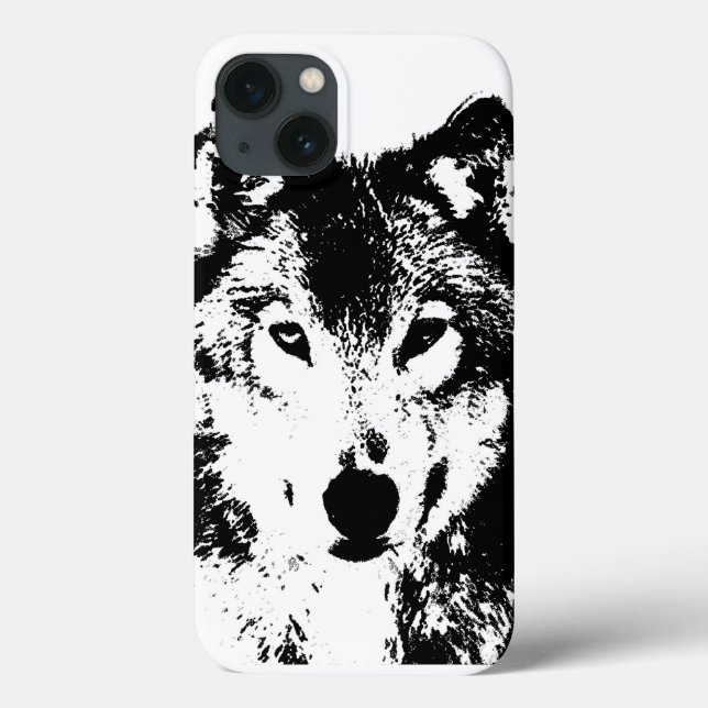 Schwarz-Weiß-Wolf Case-Mate iPhone Hülle (Rückseite)