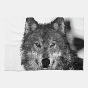 Schwarz-Weiß-Wolf Handtuch