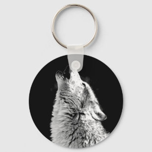 Schwarz-Weiß-Wolf-Howling an der Schlüsselkette de Schlüsselanhänger