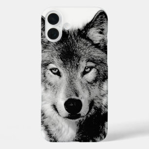 Schwarz-Weiß-Wolf iPhone 16 Plus Hülle