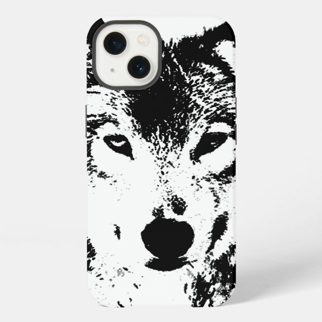 Schwarz-Weiß-Wolf iPhone Hülle (Rückseite)