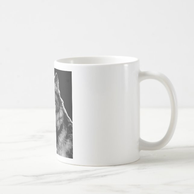 Schwarz-Weiß-Wolf Kaffeetasse (Rechts)