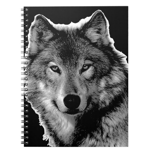 Schwarz-Weiß-Wolf Notizblock (Vorderseite)